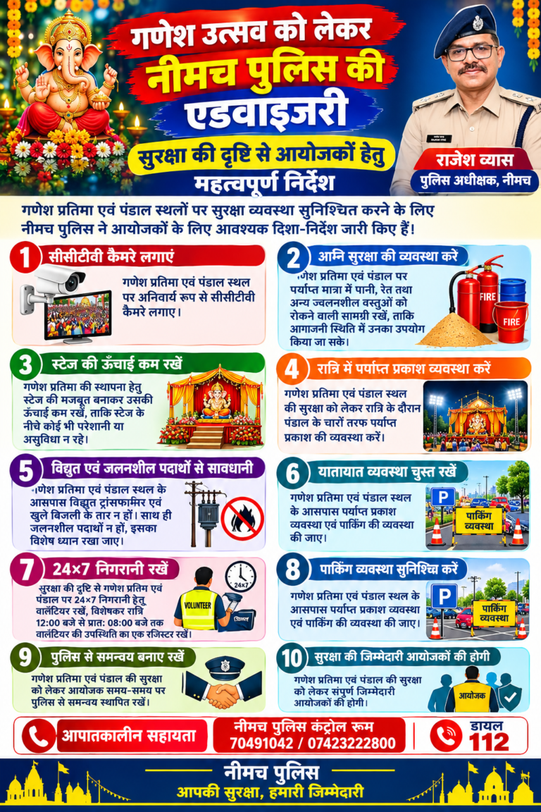 🔴 गणेश उत्सव को लेकर नीमच पुलिस अलर्ट